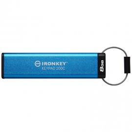 USB atmintinė Kingston IronKey Keypad 200, mėlyna, 8 GB