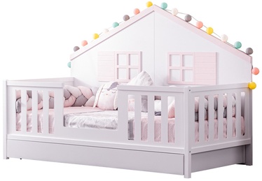 Детская кровать Kalune Design Fethýye P-Myy, белый/розовый, 100 x 200 см