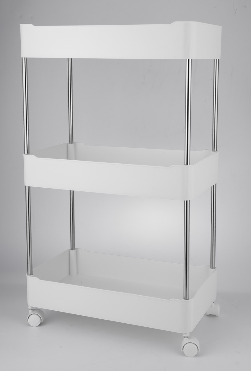 Ratastega riiul Domoletti TC-P05-3, valge, 22 x 38 x 67.5 cm