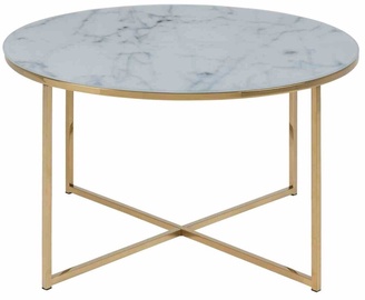 Kafijas galdiņš Kimi, zelta/balta/gaiši zila, 80 cm x 80 cm x 46 cm