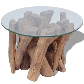 Kohvilaud VLX Solid Teak Driftwood 243473, pruun, 600 mm x 600 mm x 408 mm