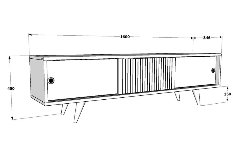 TV-laud Kalune Design Ecrin, antratsiit/tamm, 34.5 cm x 160 cm x 45 cm