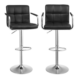 Bāra krēsls Songmics Bar Chair, spīdīga, melna, 2 gab.