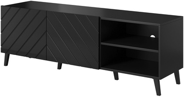 TV galds Cama Meble Abeto Glossy, melna, 42 cm x 150 cm x 52 cm