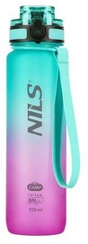 Ūdens pudele Nils Camp NCD04, zaļa/rozā, polipropilēns (pp), 0.9 l