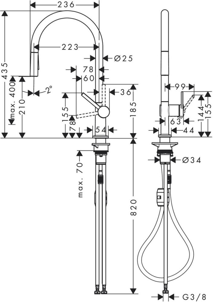 Köögisegisti Hansgrohe Talis M54 72800670, must