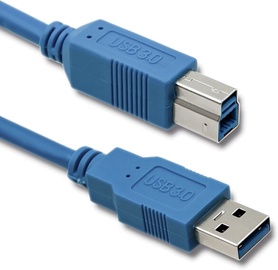 Кабель Qoltec USB - USB-B USB male, USB-B male, 3 м, синий