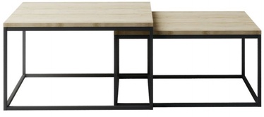 Kafijas galdiņš Clar, melna/ozola, 75 cm x 75 cm x 42 cm