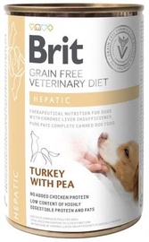 Mitrā barība (konservi) suņiem Brit Veterinary Diets Hepatic, tītara gaļa, 0.4 kg