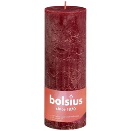 Svece, cilindriskas Bolsius Rustic Shine Velvet red, 85 h, 190 mm