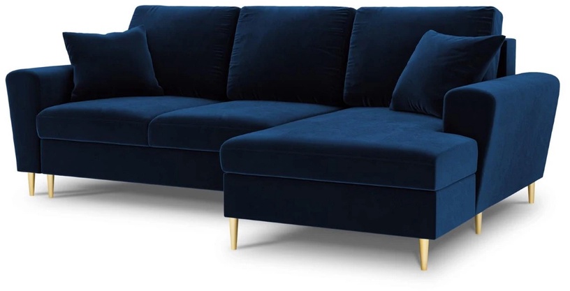 Stūra dīvāns Micadoni Home Moghan Velvet 4 Seats, zila, labais, 241 x 145 cm x 88 cm