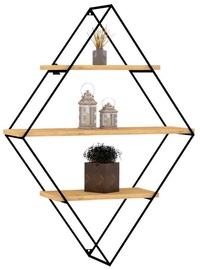 Sienas plaukts Kalune Design Meho, melna/koka, 70 cm x 21 cm x 98 cm