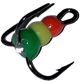 Āķis Nara Plus Three-Pronged Hook Nr.8, melna/sarkana/dzeltena
