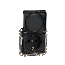 Ligzda Schneider Sedna Design, Iezemēta rozete, IP44, melna