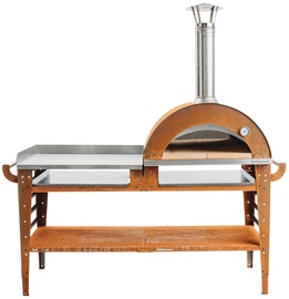 Дровяная печь для пиццы с подставкой и приставным столиком GrillSymbol Pizzo-XL-Set, 180 см x 81 см x 182 см