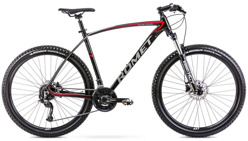 Velosipēds kalnu Romet Mustang M7.1, 27.5 ", 19" rāmis, melna/sarkana