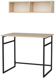 Rašomasis stalas su lentyna Kalune Design Hussum 322RTC1422, juodas/ąžuolo