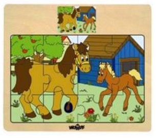 Izglītojošās rotaļlietas WOODY Educational Puzzle Horses, 12 gab.