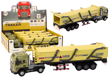 Rotaļu kravas automašīna, ar treileri Lean Toys, 1:24, brūna