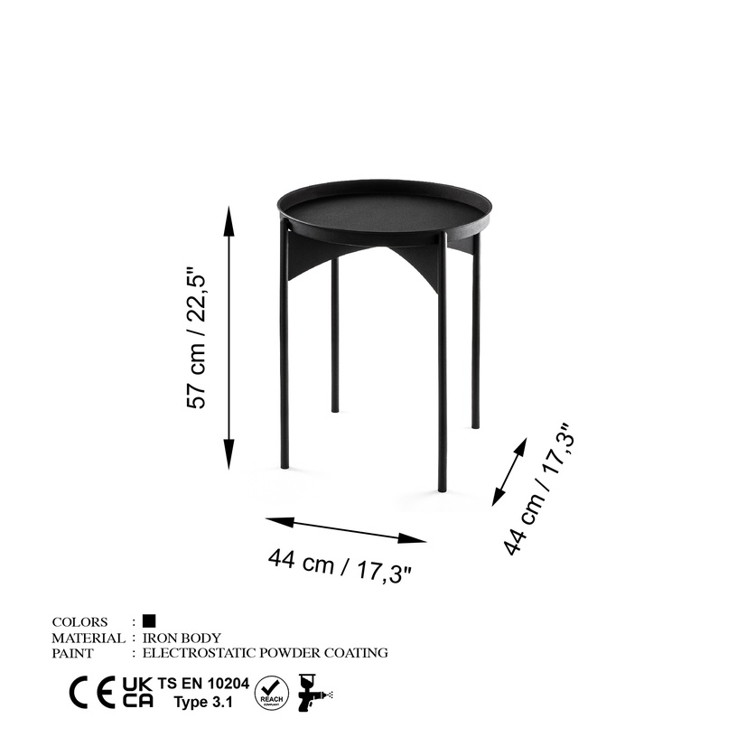 Журнальный столик Kalune Design SHB-002-A, черный, 44 см x 44 см x 57 см