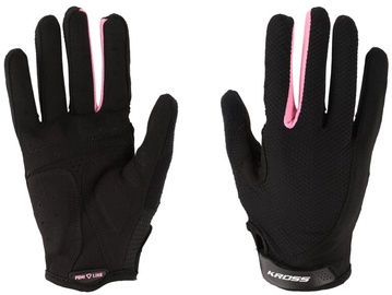 Велосипедные перчатки для женщин Kross Flow Femi Line LF, черный/розовый, S