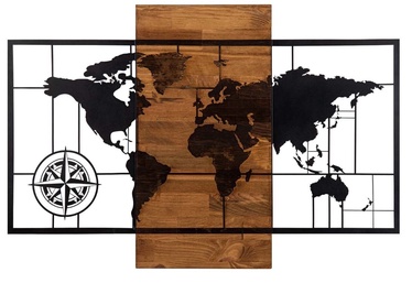 Seinadekoor Wallity World Map Wıth Compass, 85 cm x 58 cm, 1 tk