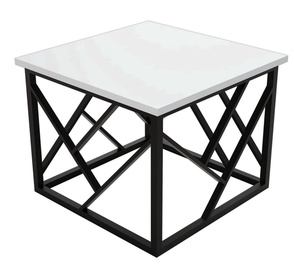 Kafijas galdiņš Kalune Design Woda, balta/melna, 535 mm x 535 mm x 418 mm