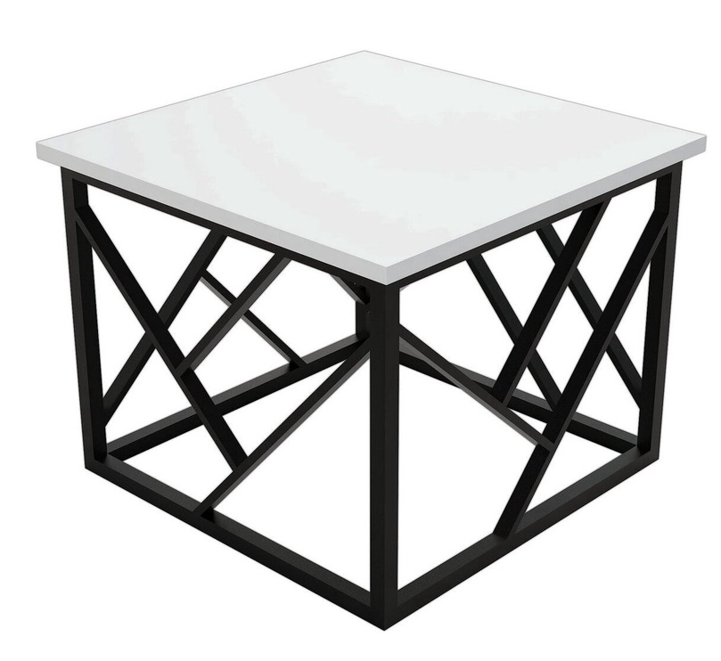 Kafijas galdiņš Kalune Design Woda, balta/melna, 53.5 cm x 53.5 cm x 41.8 cm