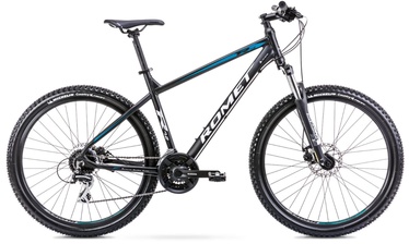 Велосипед горный Romet Rambler R7.2, 27.5 ″, 21" рама, черный/бирюзовый