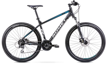 Velosipēds kalnu Romet Rambler R7.2, 27.5 ", 21" rāmis, melna/tirkīza