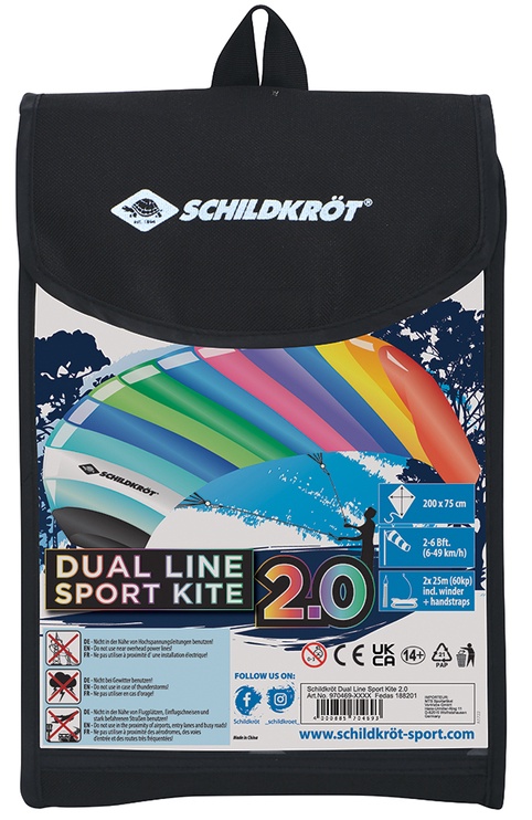 Tuulelohe Schildkrot Dual Line Sport Kite 2.0 970469, 75 cm x 200 cm, mitmevärviline