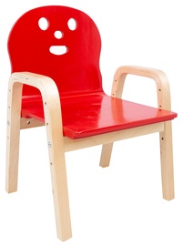 Детский стул Home4you Happy, красный/дерево, 36 см x 46.5 - 61 см