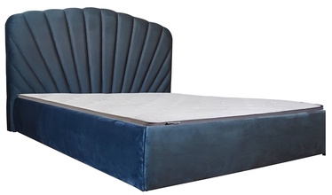 Кровать двухместная Home4you Eva, 160 x 200 cm, синий, с матрасом, с решеткой