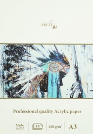 Бумага для рисования Smiltainis Acrylic, A3, 420 g/m², 10 шт., белый
