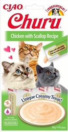 Лакомство для кошек Inaba Foods Churu Chicken with Scallop Recipe, курица, 0.056 кг