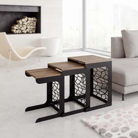 Журнальный столик Kalune Design Hare, черный/ореховый, 45.5 см x 45.5 см x 51 см