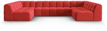 Sofa Micadoni Home Kendal Velvet Panoramic 7 Seats, raudona, 372 x 203 cm x 79 cm