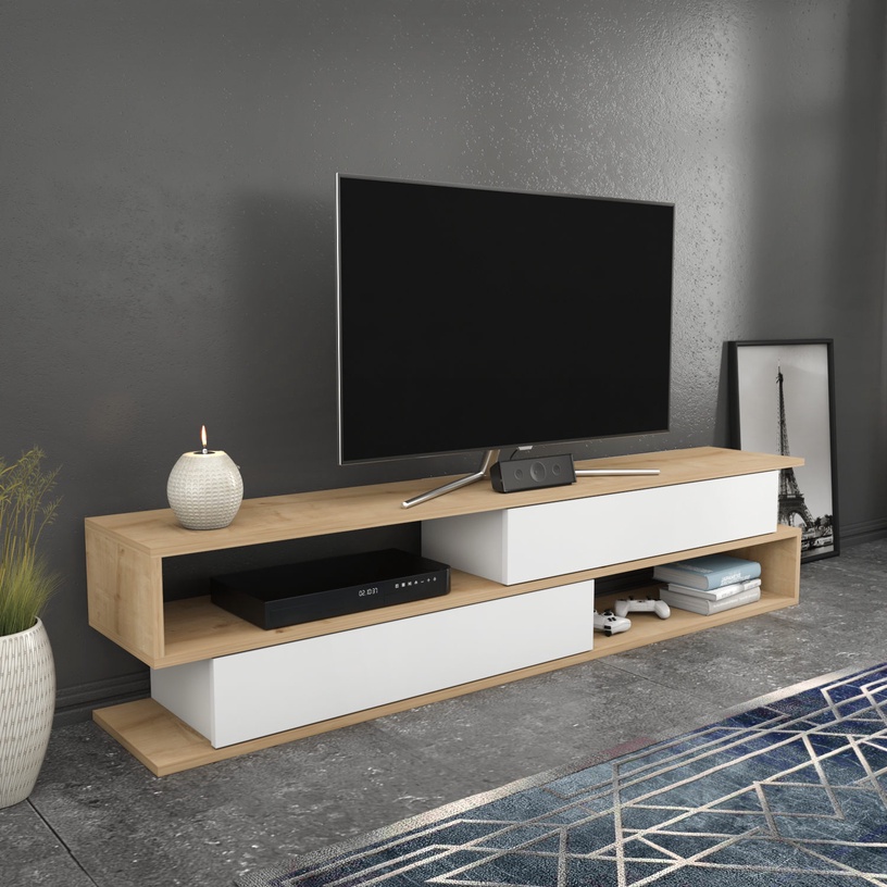 TV-laud Kalune Design Cortez, tamm/valge/pruun, 35.3 cm x 160 cm x 38.6 cm