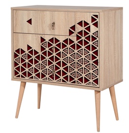 Kummut Kalune Design Trio 122, punane/tamm, 40 x 80 cm x 90 cm