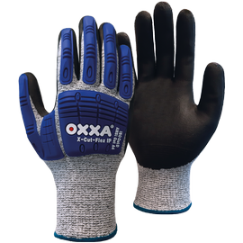 Cimdi pret sagriešanu izturīgi, pirkstaiņi OXXA X-Cut-Flex IP, nitrils, zila/melna, 11