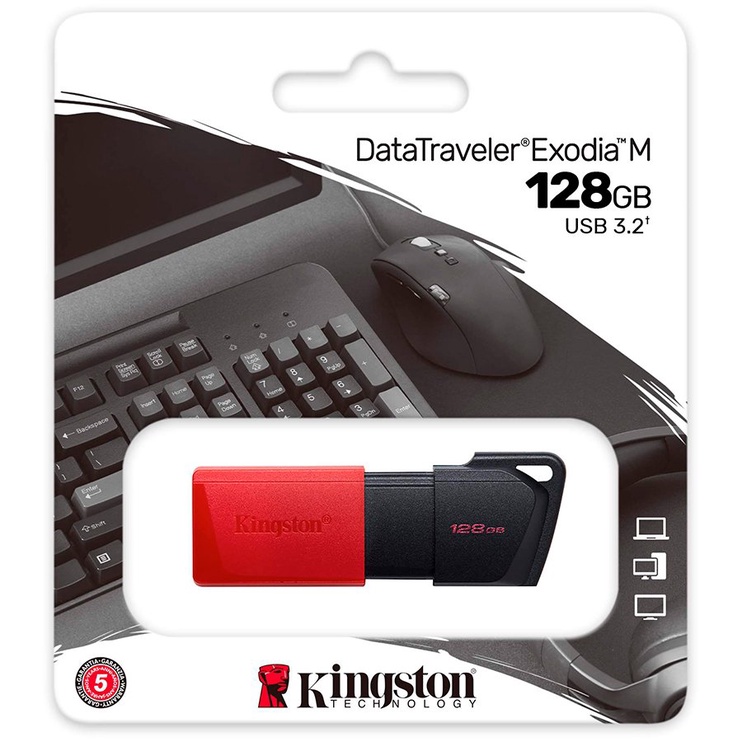 USB zibatmiņa Kingston Exodia M, melna/sarkana, 128 GB