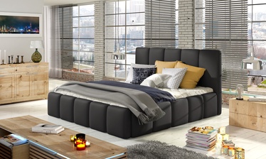 Кровать двухместная Edvige Soft 11, 160 x 200 cm, черный, с решеткой