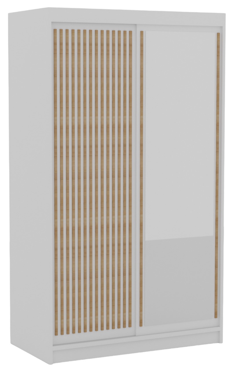 Riidekapp ADRK Delia, valge/pruunikas, 120 cm x 60 cm x 205 cm, peegliga