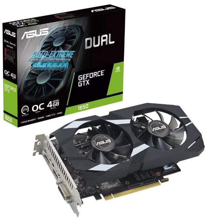 Vaizdo plokštė Asus GeForce GTX 1650 DUAL-GTX1650-O4GD6-P-EVO, 4 GB, GDDR6  - Senukai.lt