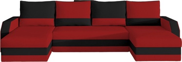 Угловой диван Marion Alova 46, Alova 04, черный/красный, 146 x 307 см x 85 см