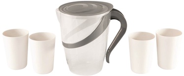 Tūrisma trauku komplekts Easy Camp Cerf Pitcher Set, plastmasa, 2.5 l, balta/pelēka, 5 gab.