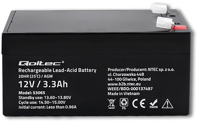 UPS akumulators Qoltec ATG 53065, 3.3 Ah