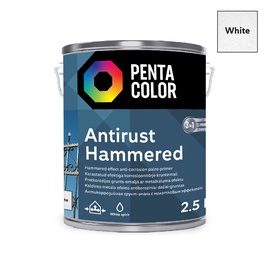 Emaljas krāsa Pentacolor Anti Rust Hammered, spīdīga, 2.5 l, balta