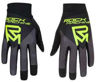 Велосипедные перчатки универсальный Rock Machine Race Gloves FF, черный/зеленый/серый, S
