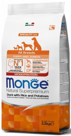 Sausā suņu barība Monge Speciality Duck-Rice-Potatoes, pīles gaļa/rīsi/kartupeļi, 12 kg
